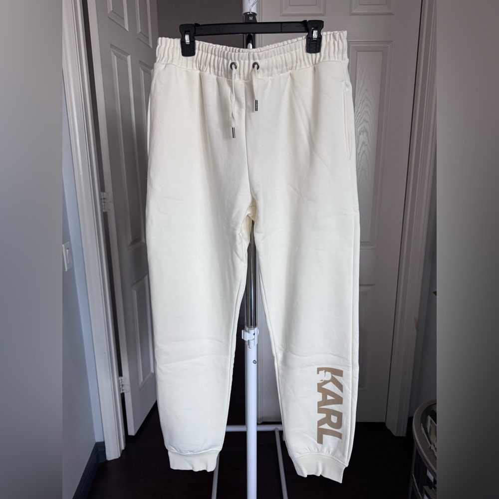 Karl Lagerfeld Off-White Joggers with Logo Brand New